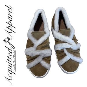 Maje Shearling Suede Trainer Sneaker Shoe Fur Trim EU 36 US 5.5